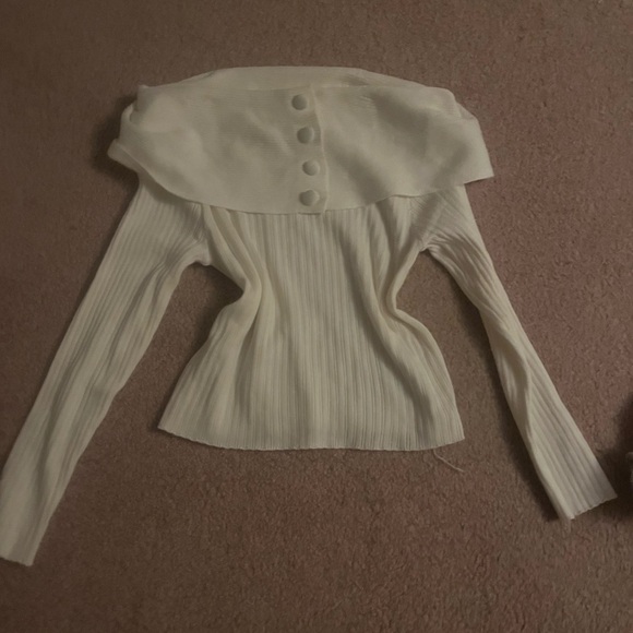 Y2K OFF SHOULDER SWEATER CROPPED - Picture 1 of 2